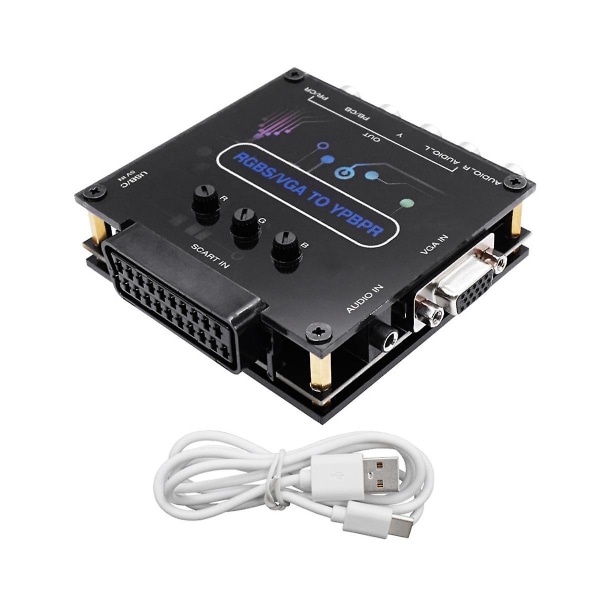 Rgbs Vga Scart till Ypbpr-omvandlare Spelkonsol Färgskillnadsomvandlare Justerbar Färg Ljusstyrka