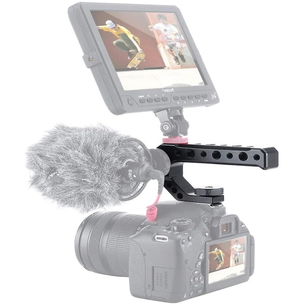 Kameran Hot Shoe -kahvan yläkahva, universal videon stabilointilaite Kylmäkenkäadapterit mikrofoniin, LED-valo, näyttö, helpot matalakulmakuvat Meta