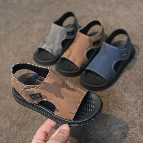 Trendikkäät ja viileät camouflage-avovarvassandaalit pojille, hengittävät ja kevyet liukumattomat sandaalit lomarannalle, kevääseen ja kesään Light Brown 27