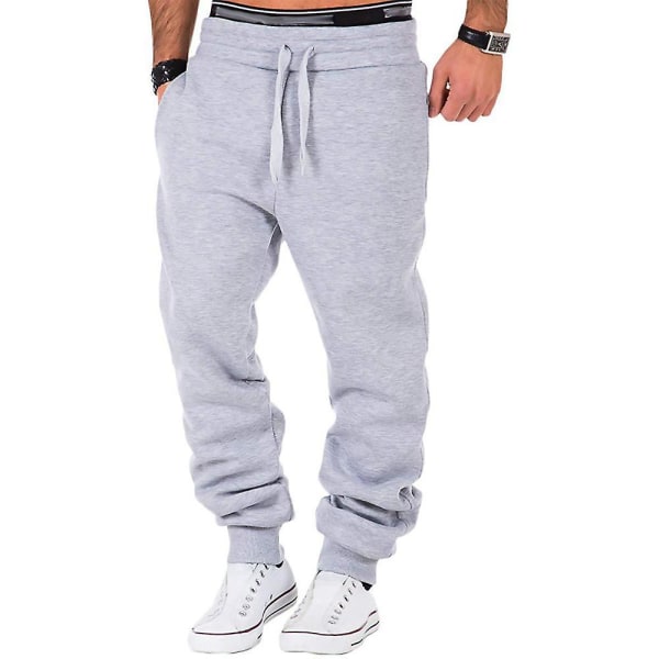 Herre Elastisk midje Snøring Uformell joggebukse Sportsbukse Light Gray 2XL