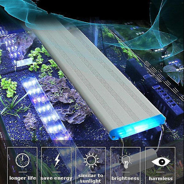 Super Tynde LED Akvarielys Akvatisk Plantelys 20-60CM Udvidbar Vandafvisende Klipslampe Til 30cm