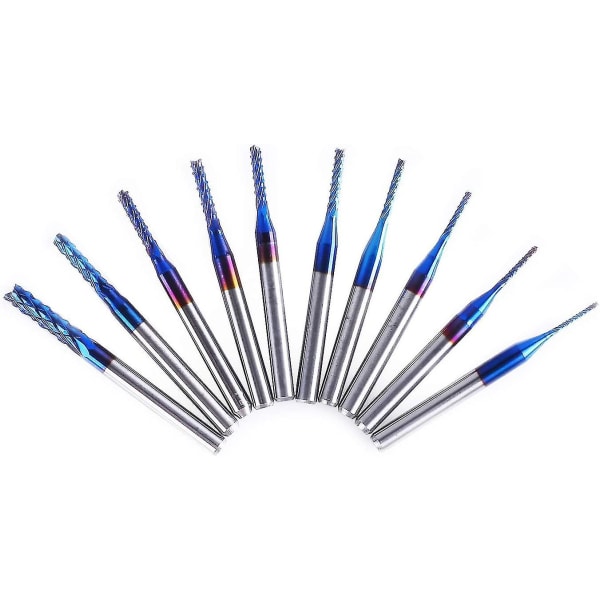 10-pack Nano Blå Beläggning Fräs Cnc Router med 1/8\" Skaft