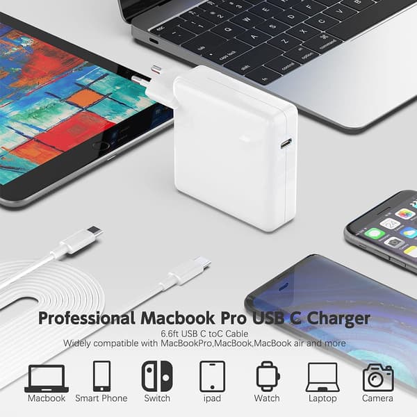 61W bærbar lader for Macbook Pro (Apple 87W/61W strømadapter)