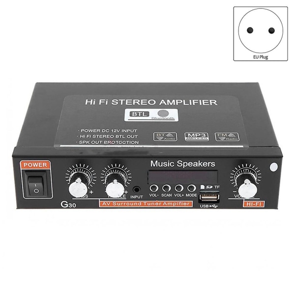 G30 Lydforsterker Forsterker Digital Home Power Bluetooth Hifi Stereo Subwoofer Musikkspiller med fjernkontroll-EU-plugg
