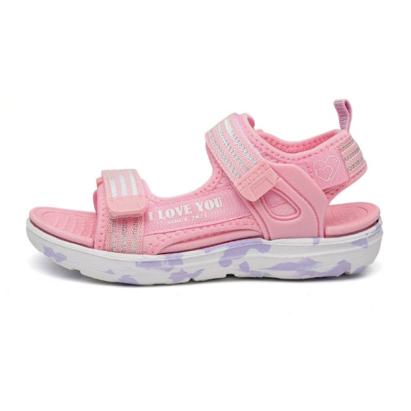 Trendiga söta sandaler med öppen tå för flickor, andningsbara lätta sandaler för inomhus utomhus strand, sommar Pink Color 33
