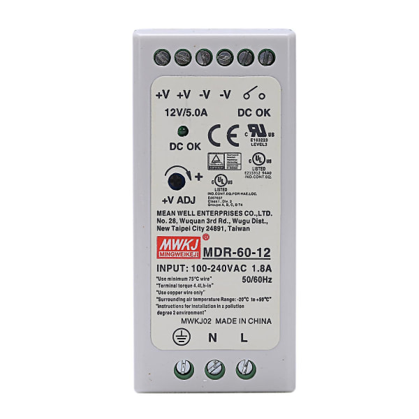Mdr-60 5v 60w Din Rail Strømforsyning Ac-dc Driver Spenningsregulator Strømforsyning 110v 220v (haoyi