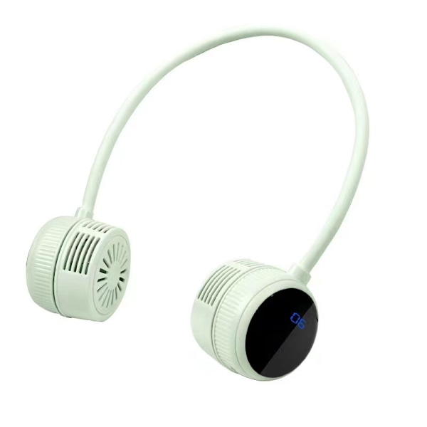 Bladløs elektrisk vifte til å henge rundt nakken, sommer, oppladbar, bærbar USB, liten mini lat bærbar hengende tau liten vifte Light green [neck-hanging LCD model]