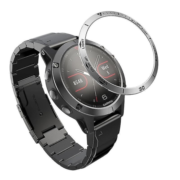 For Garmin Fenix 5 Sapphire klokke bezelring i rustfritt stål, skulpturert tidsenheter, lim