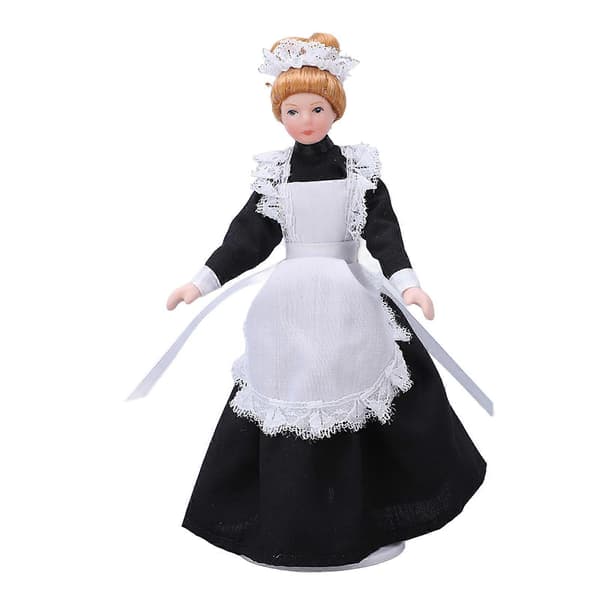 1:12 Dockskåp Piga Docka Hög Simulering Rörlig Handgjord DIY Mini Keramisk Dockmodell för Dockskåp