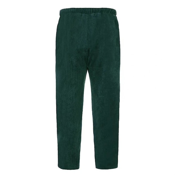 Herrebukser Elastisk talje Snøre Løs Casual Fashion Lige niende bukser Green 2XL