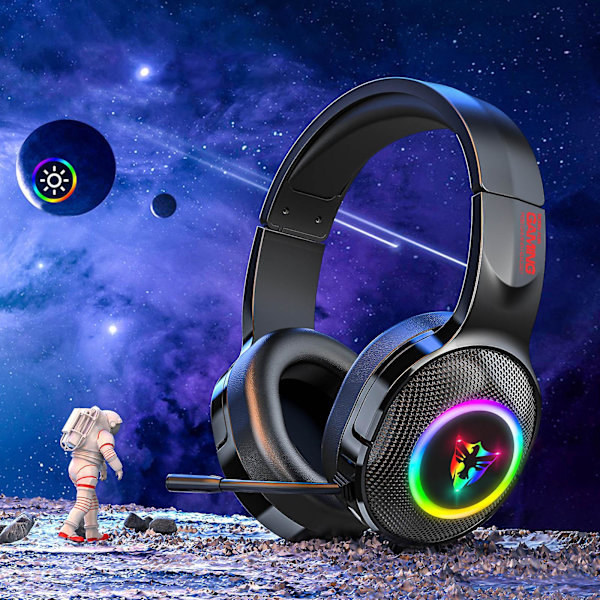 Hovedetelefoner med ledning, Esports-spilhovedtelefoner, Farverige Glødende USB 7.1 Interface, Hovedetelefoner med ledning - Udsalg