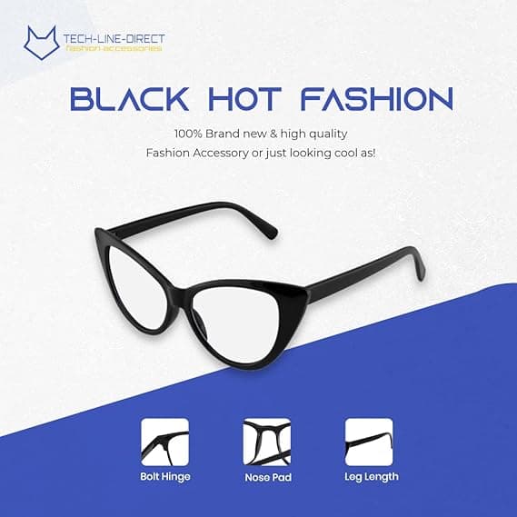 Cat Eye Dame Sort Hot Salg Mode Klare Glas Nerd Geek Briller Retro Stil