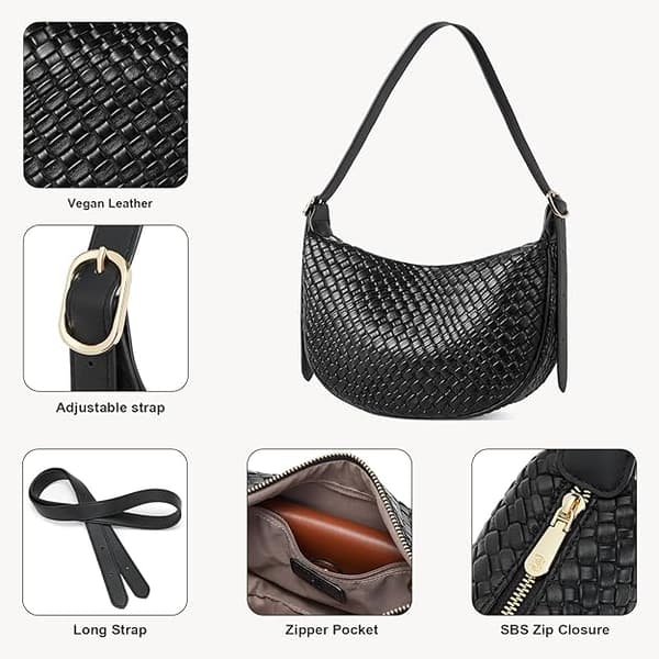 Damplånböcker, små crossbody-väskor, halvmåneformade axelväskor, hobo-väskor, handväskor med justerbara axelremmar