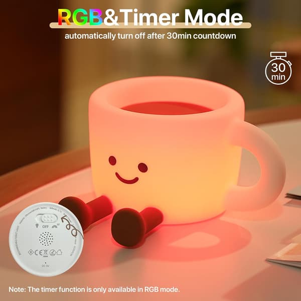 Søt kaffekopp nattlampe for barn, kaffeelskere