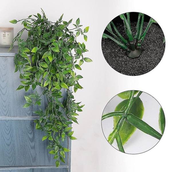 1 pakke kunstige hængeplanter Falske potteplanter til indendørs udendørs hyldevægindretning