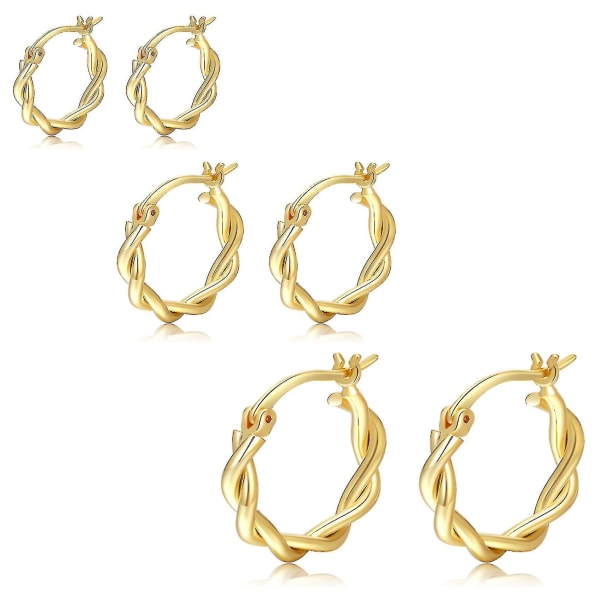 Gold Hoop Örhängen För Kvinnor Sterling Silver Post Små Guld Hoop Örhängen 14k Äkta Guld Tiny Hypoallergena Small Hoop Örhängen Set För Kvinnor Män Gir