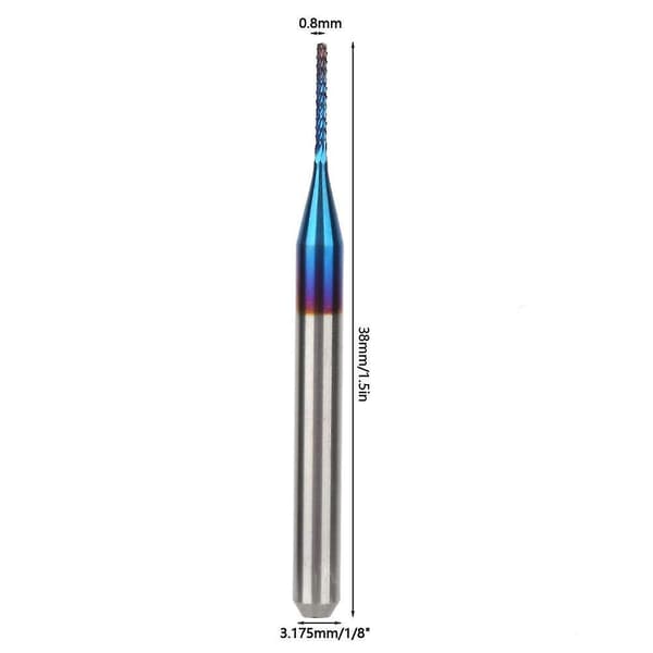 Xceedez 10 st Koniska Fräsar Wolframkarbid Blåbelagda Fräsar För Scm Kretskortsgraveringsmaskin (0,8 mm)