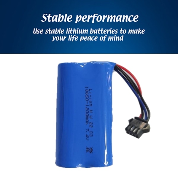 7.4V 1200mAh Li-Ion Batteri Ersättning för RC Bilar