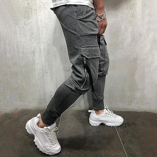 Män Cargo Byxor Gray L