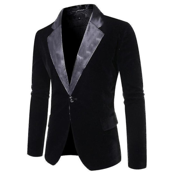 Miesten Velvet Blazer Slim Fit Solid Tuxedo Takki Business Casual Blazer-yujia L