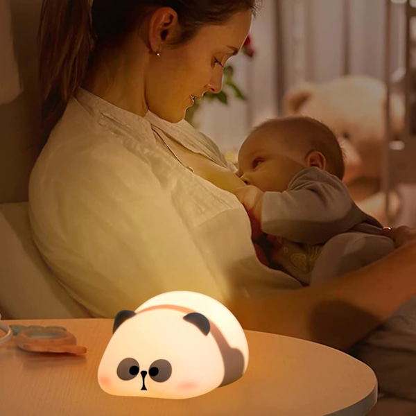 Pandalampa - Söt Nattlampa | Panda Nattlampa för Barn, Djur Silikon USB Uppladdningsbar Nattlampa, Tecknad Panda Sovrumsinredning för Pojkar Flickor