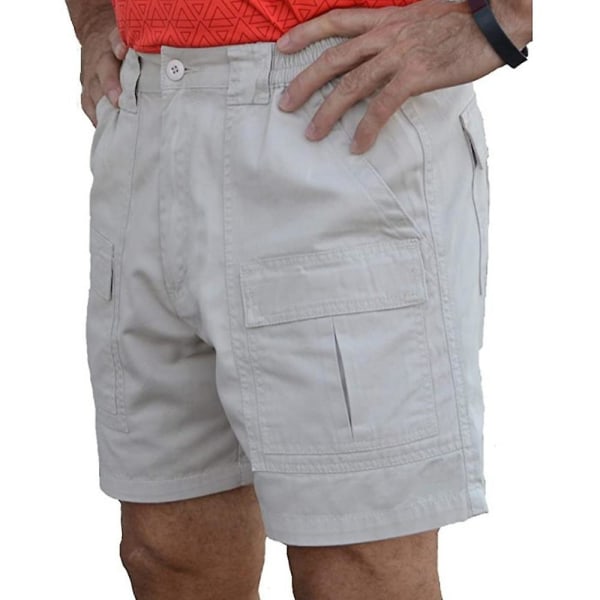 Herre Cargo Elastic Shorts Multi Lommer Arbejdsbukser Vandrebukser Creamy White XL