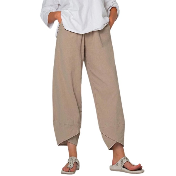 Plus Size Kvinders Enkle Afklippede Bukser Sommer Khaki XL