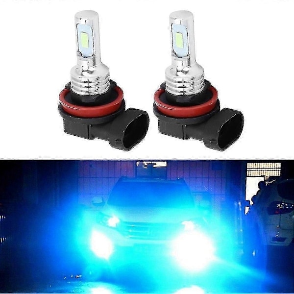 2kpl H8/H11 80W 8000K LED Sumuvalopolttimot Jäänsininen 12-24V Universaali