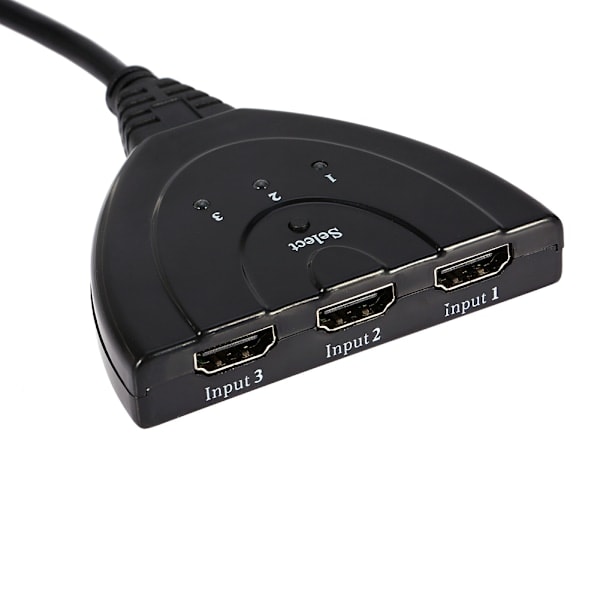 Svart 3 Port HDMI Multi-Monitor Auto Switching Hub Box Splitter 1080P HDTV Adapter