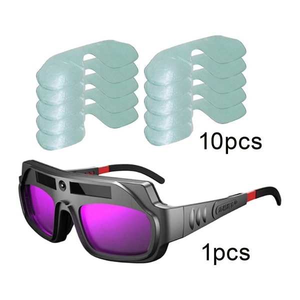 Automatisk mørkere sveisebriller Anti-ripevisning sveisebriller for plasmakuttet med 10 stk linser