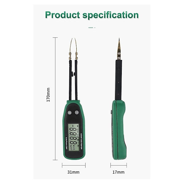 Smart SMD-testare Multimeter Automatisk Räckvidd Kapacitans Resistans Diod Kondensator Rotationsbar Pincett LCD D
