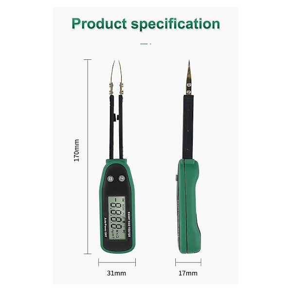 Smart Smd Tester Multimeter Auto Range Kapasitans Motstand Diode Kondensator Roterbar pinsett Lcd D