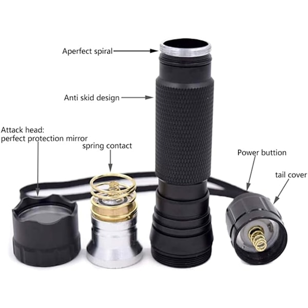 WF-501B Taktisk Jaktlykt, 1500 Lumen Enkeltmodus Vanntett Lommelykt med Fjernstyrt Trykknappbryter og Picatinny Skinne Offset Ring Sidemontering