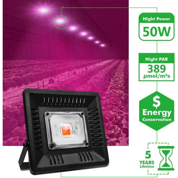 Hagebelysning, 50W LED Plantelys, COB Innendørs Plantelys