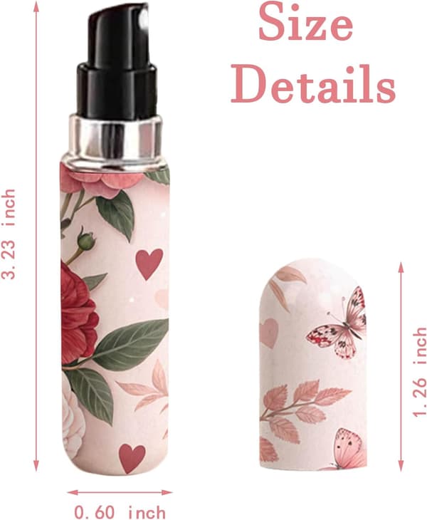 3-pack sprayparfymflaskor, resevänliga påfyllningsbara sprayflaskor, blom- och fjärilsdesign, portabla resebehållare.