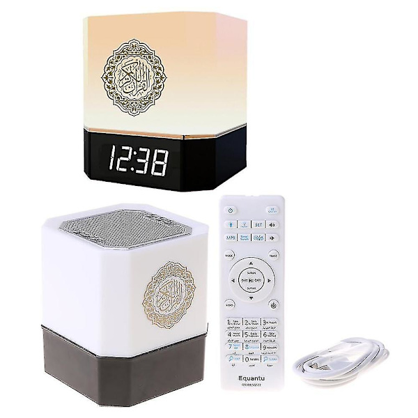 Bluetooth-kompatibel högtalare Trådlös fjärrkontroll Led nattlampa Smart appkontroll Digital Azan-klocka med Koranen-recitation Översättning Muslimpremiär [gratis