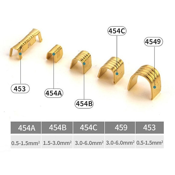 600 stk U-formet kobberringterminaler Ikke-isolerte kabeltråd Spade Butt Connector Kit 454a/454b/4