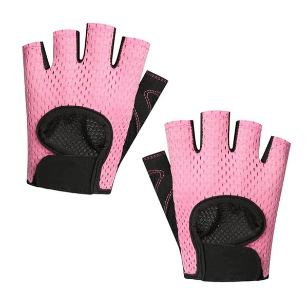 Fitness ventilerande och slitstarka halvfingerhandskar - uppgraderad version rosa S