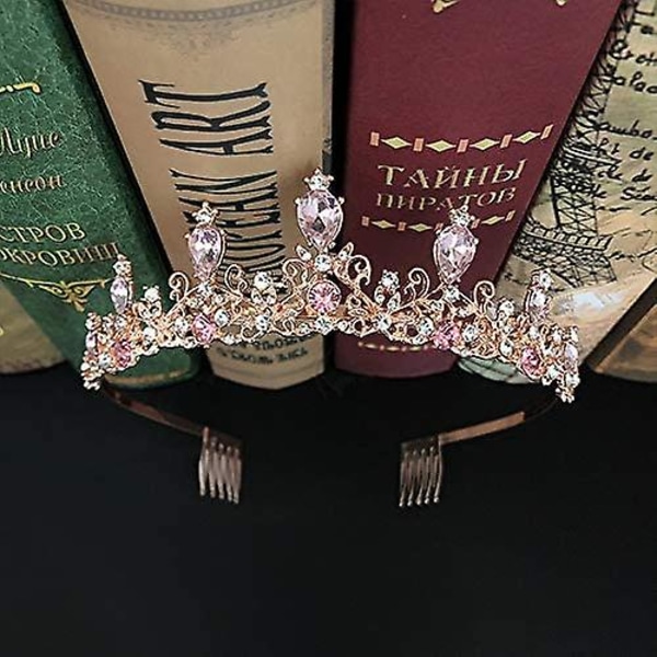 Pige Crystal Tiara Krone Med Kam Rosa Kvinder Prinsesse Pandebånd Gave Til Lmell Kostume Bryllup