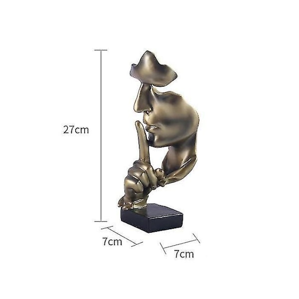 Tystnad är guld Staty, Resin Abstrakt Skulptur Modern Konstfigurer Tysta Män Statyer Carving Skulpturer (svart)