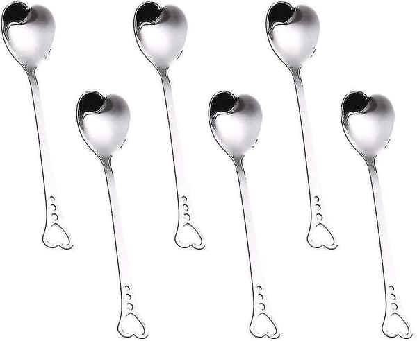 stk. Hjerteformede skeer i rustfrit stål, dessertskeer, kaffeskeer