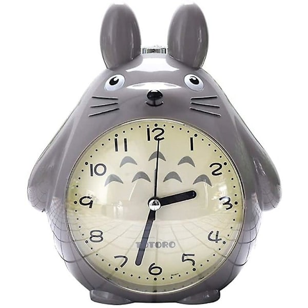 Totoro-aiheinen herätyskello torkkutoiminnolla ja hiljaisella LED-yövalolla, paras lahja lapsille, teineille ja ystäville, harmaa