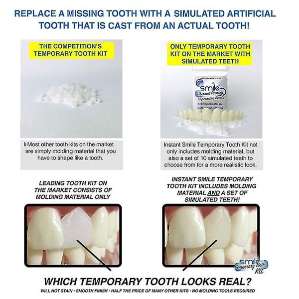 Bästa tillfälliga tandklistermärken Tand Ersätt saknad tand Fake Tooth Smile