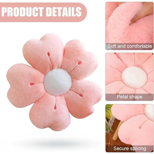 2 stk. Blomsterformede Puder 35cm - Søde Tusindfryd Hynder, Gulvpuder, Preppy Æstetisk Hjem Soveværelse Indretning (Hvid+Pink)