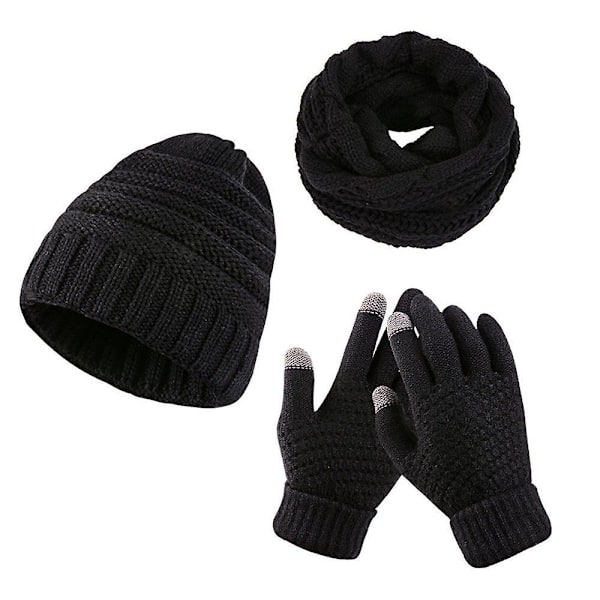 Hatt, Halsduk & Vantar Stickad Set för Barn Premium