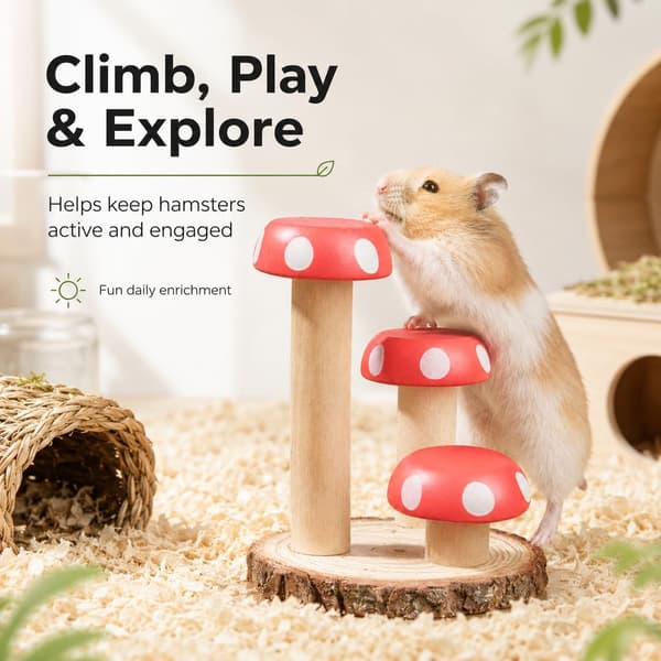Hamsterin kiipeilylelu puinen pureskeluun, virikehäkin lisävaruste