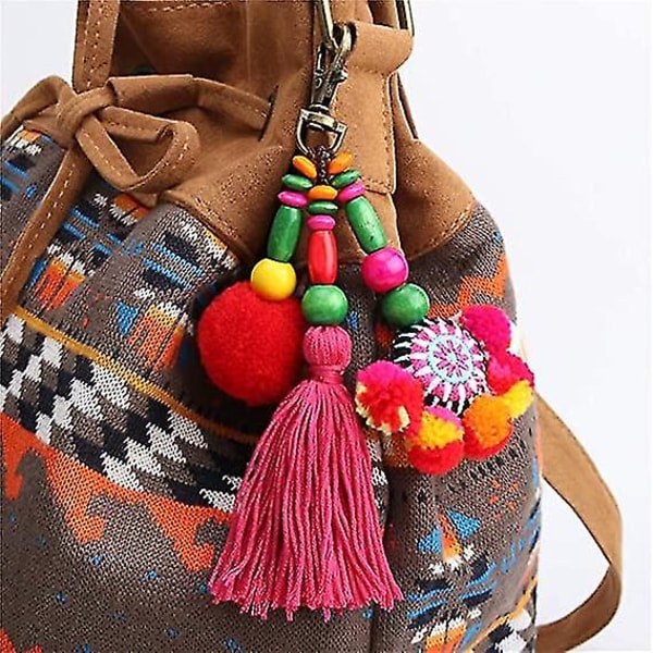 Wabjtam Colorful Tassel Bag Charm For Women,lagdelt dusk Nøkkelring Nøkkelring Veske Håndveske Dekoranheng