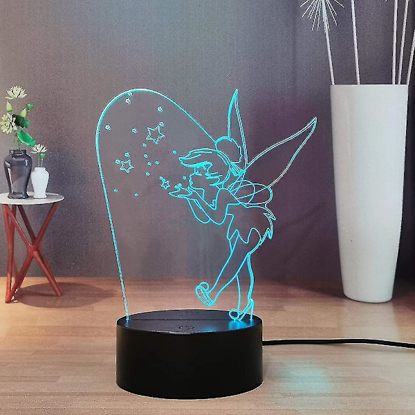 Sød Tinker Bell 3D Natlampe Til Børn/Drenges Fødselsdag