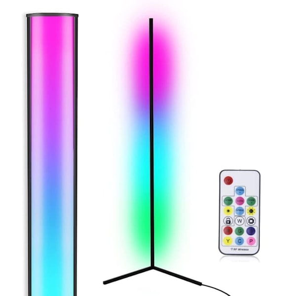 LED Gulvlampe Hjørnelampe RGB Farveskift Sort