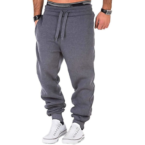 Herre Elastisk midje Snøring Uformell joggebukse Sportsbukse Dark Gray 2XL